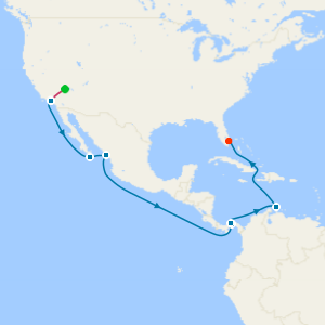 Las Vegas & Panama Canal & Pacific Coast from Los Angeles to Fort Lauderdale with Stays