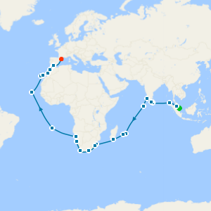Singapore to Barcelona Grand Voyage