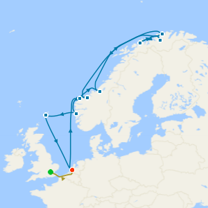 No Fly Cruise: Arctic Circle & North Cape from Rotterdam with 1nt Stay