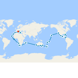 World Cruise 2028 from Ft. Lauderdale to Rome with Miami Beach Stay