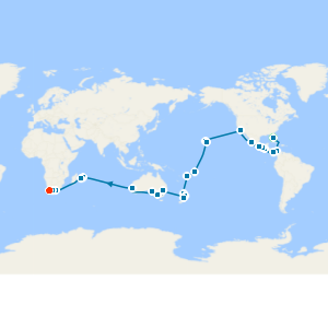 World Cruise Liner: Panama Canal, South Pacific & Indian Ocean with Miami Beach and Cape Town Stays
