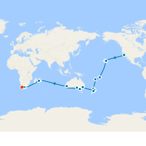World Cruise Liner: South Pacific & Indian Ocean with Los Angeles and Cape Town Stays