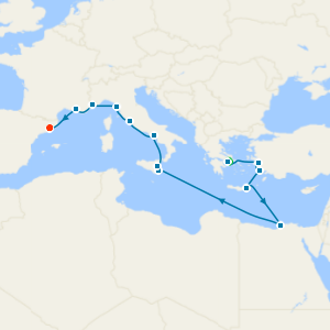 Egypt, Italy & France Cruise: Alexandria, Amalfi Coast & Nice from Athens to Barcelona with Stays