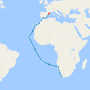 Cape Town, Cape Verde & Casablanca to Barcelona with Stays