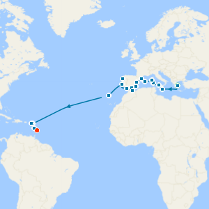 Mediterranean Medley & Atlantic Crossing with Athens & Barbados Stays 