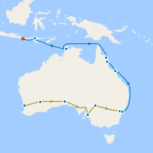 Indian Pacific Rail from Perth to Sydney and East Australian Explorer to Bali with Stays