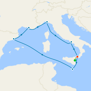 Wonders of Sicily: Syracuse, Ortigia & Noto tour with Catania Stay and Italy, Malta, Spain & France Cruise