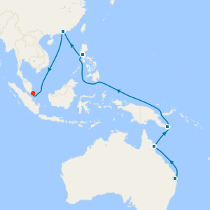 Brisbane's Koala Bears, Papua New Guinea, Philippines and Hong Kong to Singapore with Stay