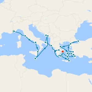 Mediterranean Yacht Harbors & Evening at Ephesus with Nice & Athens Stays 