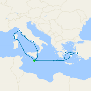 Italy, France & Greece from Malta