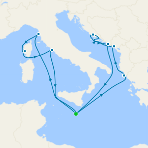 Italy, France, Croatia & Greece from Malta