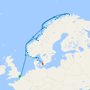 Norway's North Cape in Summer Solstice from Dover - Fly Cruise