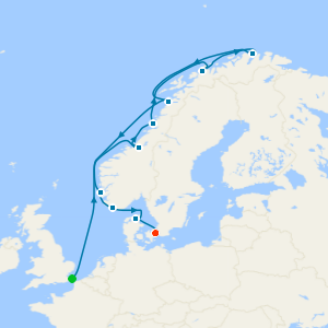 Norway's North Cape in Summer Solstice from Dover with Copenhagen Stay