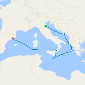 Eastern Mediterranean cruise from Ravenna to Barcelona