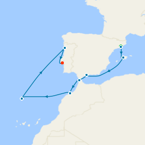 Western Mediterranean from Barcelona to Lisbon with Stay
