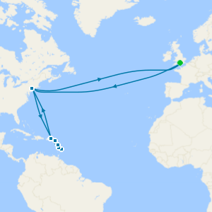 Transatlantic crossing and Eastern Caribbean cruise from Southampton