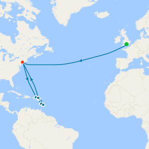 Transatlantic crossing and Caribbean Celebration cruise from Southampton