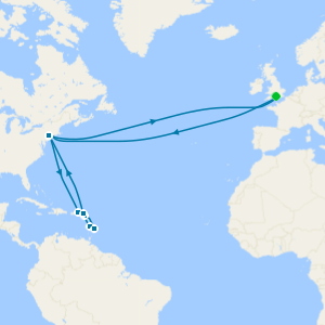 Transatlantic crossing and Caribbean Celebration cruise from Southampton