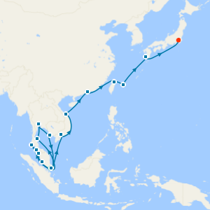 Southeast Asia and Japan from Singapore with 1 Night Stay