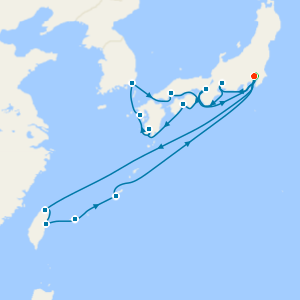 Grand Japan with Okinawa and Taiwan from Tokyo with 1 Night Stay