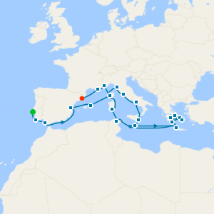 Grand Mediterranean Odyssey: Exploring Italy, the Greek Isles, and the French Riviera from Lisbon to Barcelona