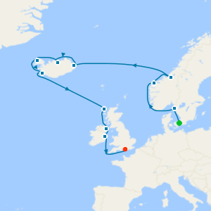 Iceland & The British Isles from Copenhagen to Portsmouth
