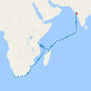 Indian Ocean from Cape Town to Mumbai with 1 night Stay