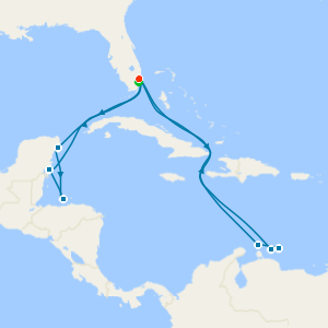 Aruba, Curacao & Bonaire plus Mexico & Honduras from Ft. Lauderdale with Miami Beach Stay