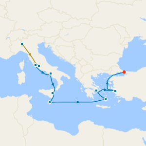 Swiss Alps, Bernina Red Train and Greek Isles from Rome to Istanbul