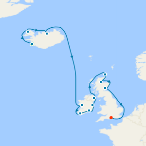 Iceland, Ireland & British Isles from Reykjavik to Southampton with Stay