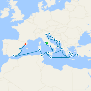 Epic Mediterranean Odyssey via the Adriatic & Greek Isles with Rome & Barcelona Stays 