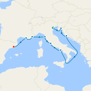 Italy, Croatia & French Riviera Highlights with Venice Island & Barcelona Stays 