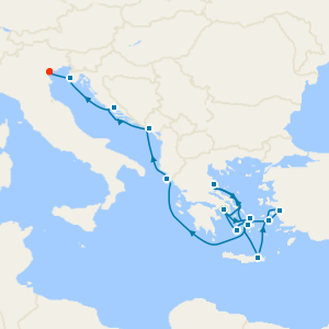 An Extended Journey of Legendary Ruins, Lunar Beaches & Historic Palaces from Piraeus (Athens) to Fusina (Venice)