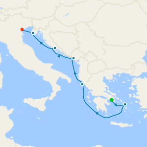 A Journey from Ancient Greek Shores to the Legendary Canals of Venice from Piraeus (Athens) to Fusina (Venice)