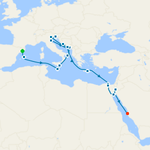 A Grand Journey of Historic European Landmarks & Arabian Wonders from Barcelona to Jeddah
