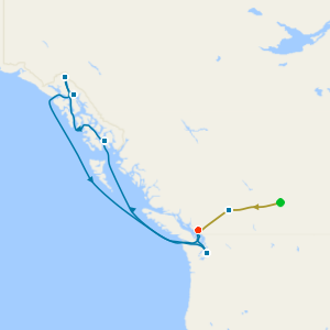 Rocky Mountaineer from Banff to Vancouver, the Cascades & Alaska with Dawes Glacier from Seattle