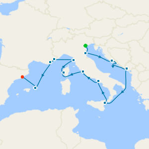 An Extended Journey of Italian Splendour, Balearic Serenity & Catalan Culture from Fusina (Venice) to Barcelona