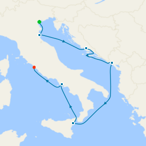 A Journey of Artistic Marvels & Mediterranean Romance from Fusina(Venice) to Civitavecchia (Rome)