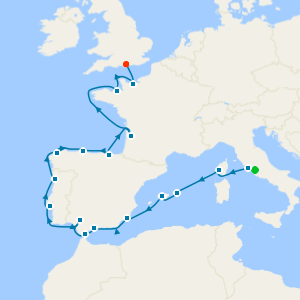 Spain, Portugal & France Combination Cruise from Rome to Portsmouth with Stay