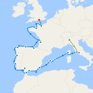 Swiss Alps, Bernina Red Train and Spain, Portugal & France Combination Cruise with Milan and Rome Stays