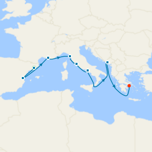 Mediterranean Splendor: Spain, France, Italy & Greece from Barcelona with Stay