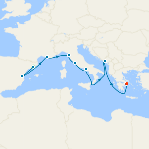 Mediterranean Splendor: Spain, France, Italy & Greece with Barcelona and Athens Stays