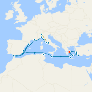 Swiss Alps, Bernina Red Train and Western Mediterranean & Greek Isles with Milan and Rome Stays