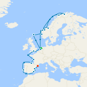 Arctic Circle, Northern Lights & Iberian Peninsula from Rotterdam with Amsterdam Stay
