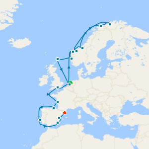 Arctic Circle, Northern Lights & Iberian Peninsula with Amsterdam and Barcelona Stays