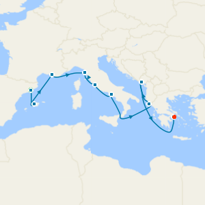 Mediterranean Splendor: Spain, Italy & Greece with Barcelona and Athens Stays
