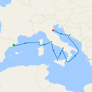 Eastern Mediterranean cruise from Barcelona to Ravenna