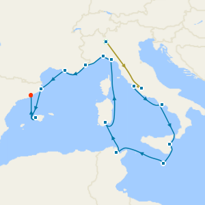 Swiss Alps, Bernina Red Train and Mediterranean Masterpieces Cruise with Milan and Rome Stays 