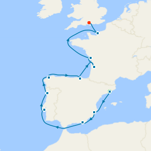 Western European Pathways from Barcelona to London (Southampton) with Stay