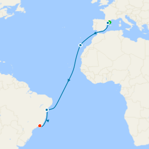 Grand Voyage cruise from Tarragona with Barcelona and Rio  de Janeiro Stays